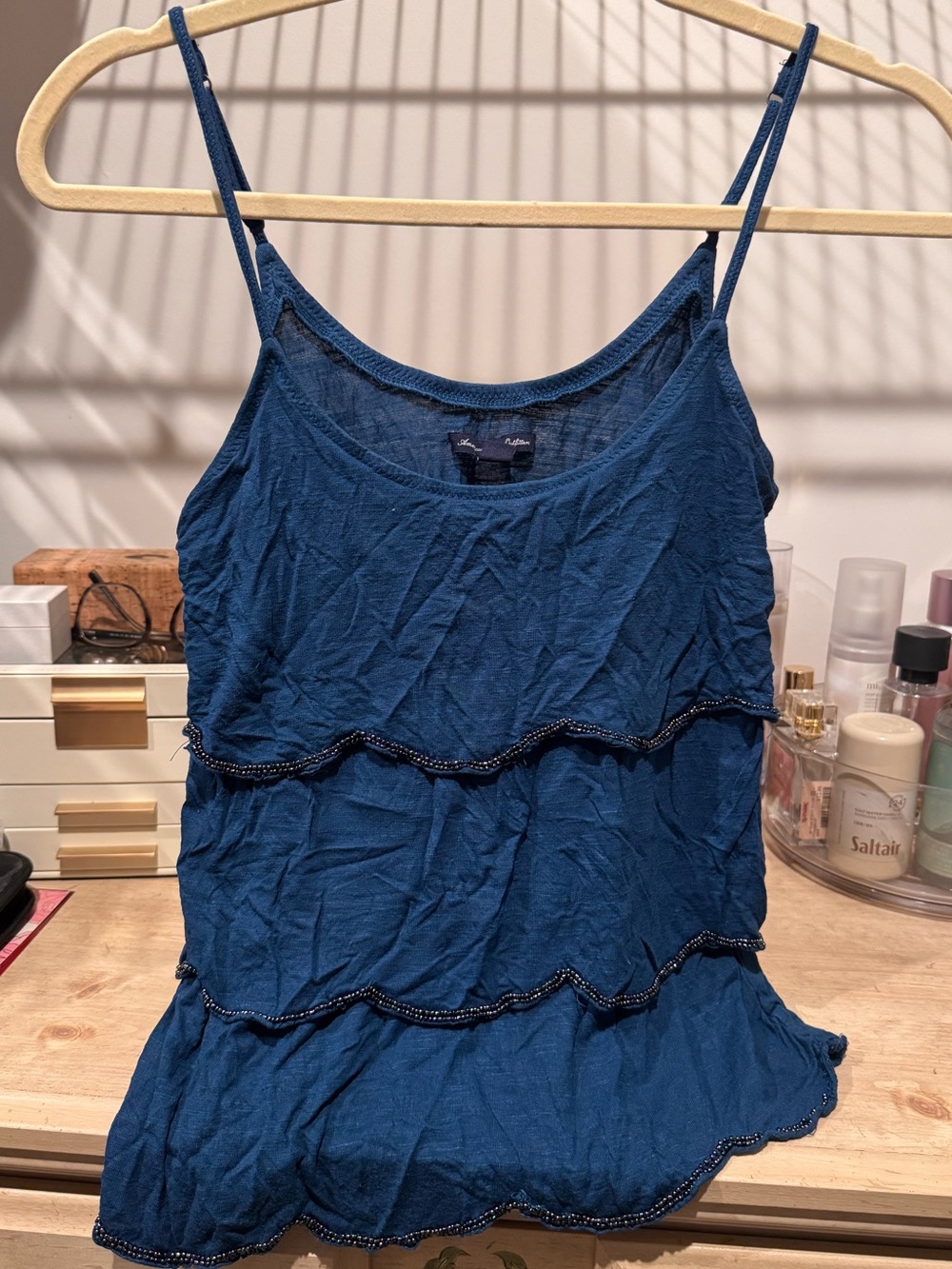 American Eagle Outfitters Blue Tiered Spaghetti Strap Camisole